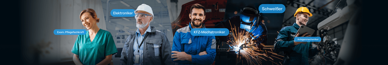 Fachkräfte aus Pflege, Elektrotechnik, Kfz, Schweißtechnik und Anlagenbau
